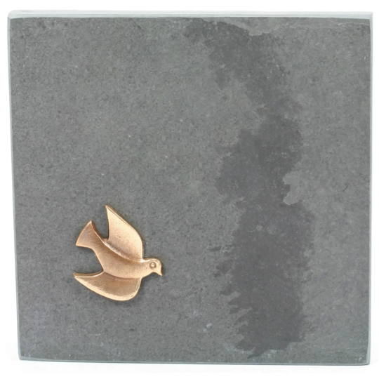 Placheta piatra Porumbel bronz masiv