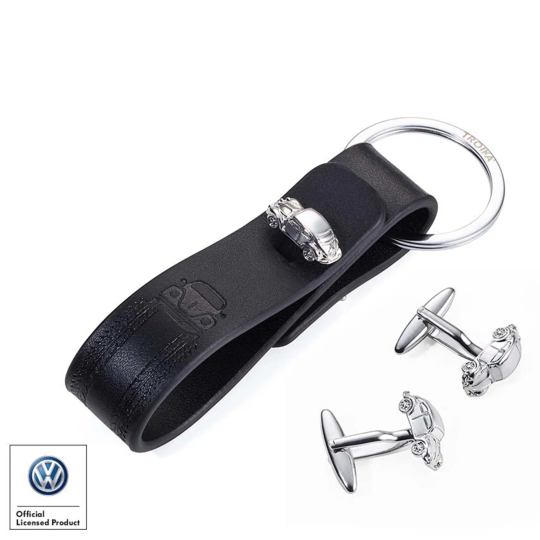 Set butoni si breloc piele Troika Beetle