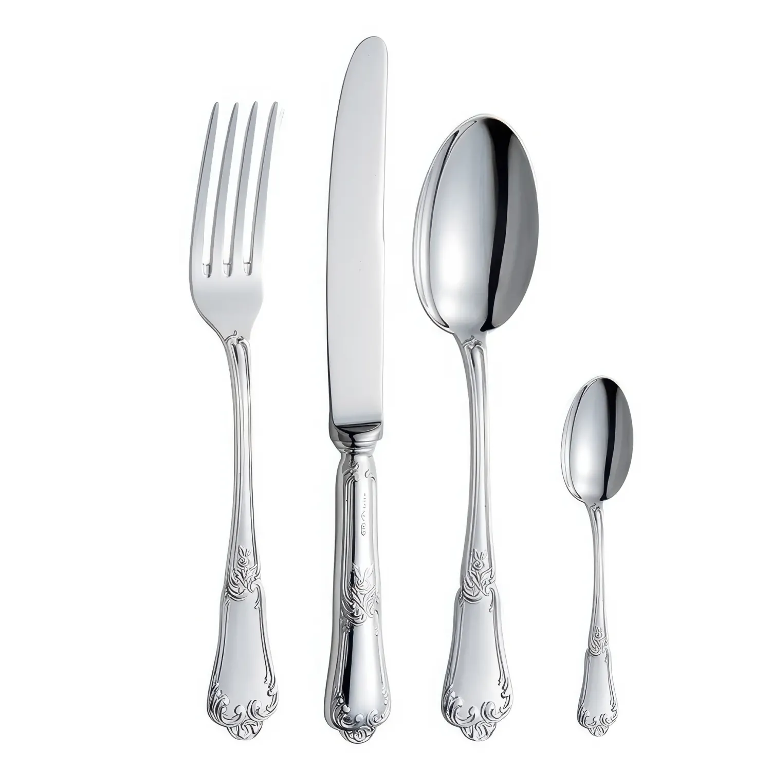 Set tacamuri argint masiv Floreale, 48 piese