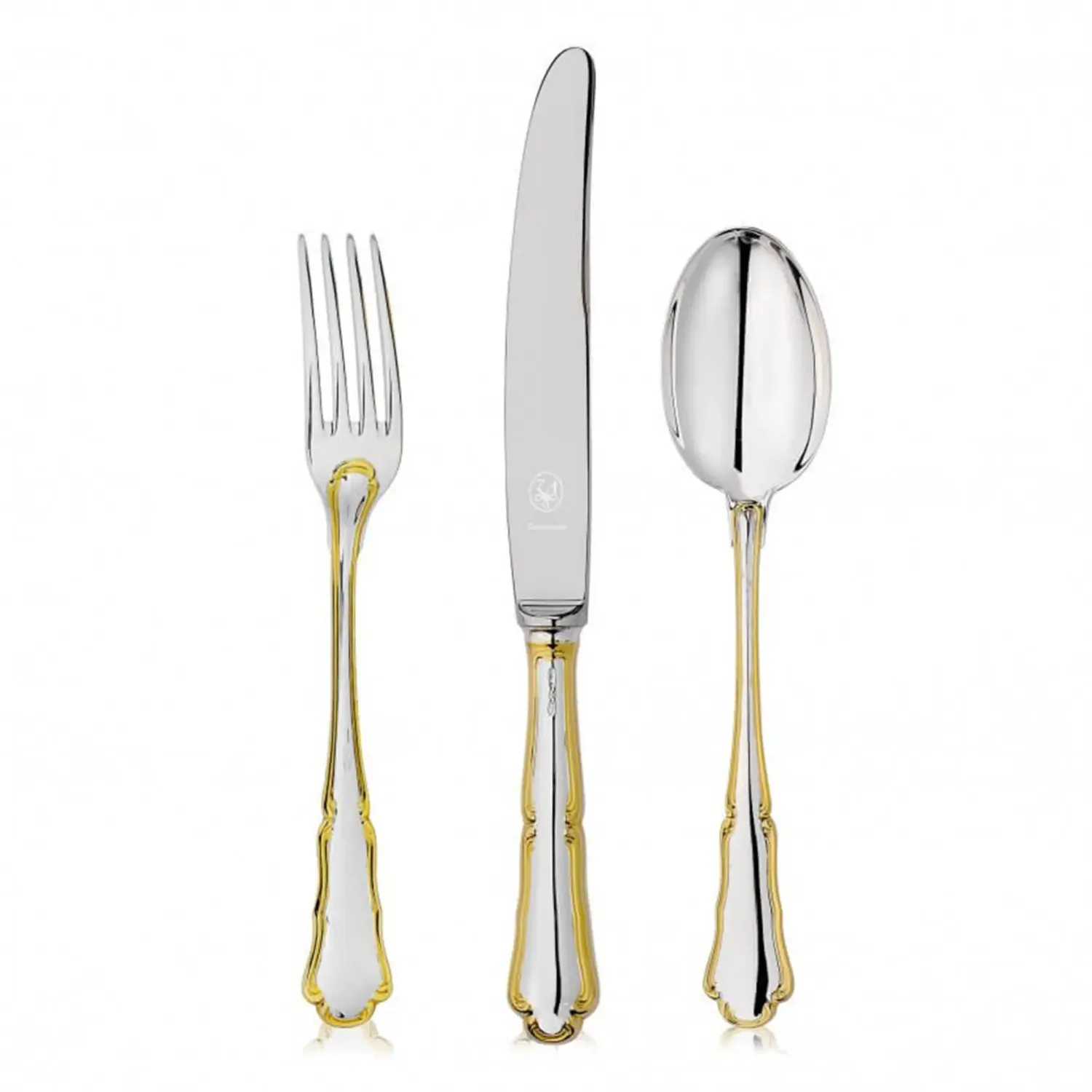 Set 3 tacamuri argint masiv Barocco placat cu aur