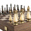 Joc de sah Leather Chessboard Chessmen & Ivory