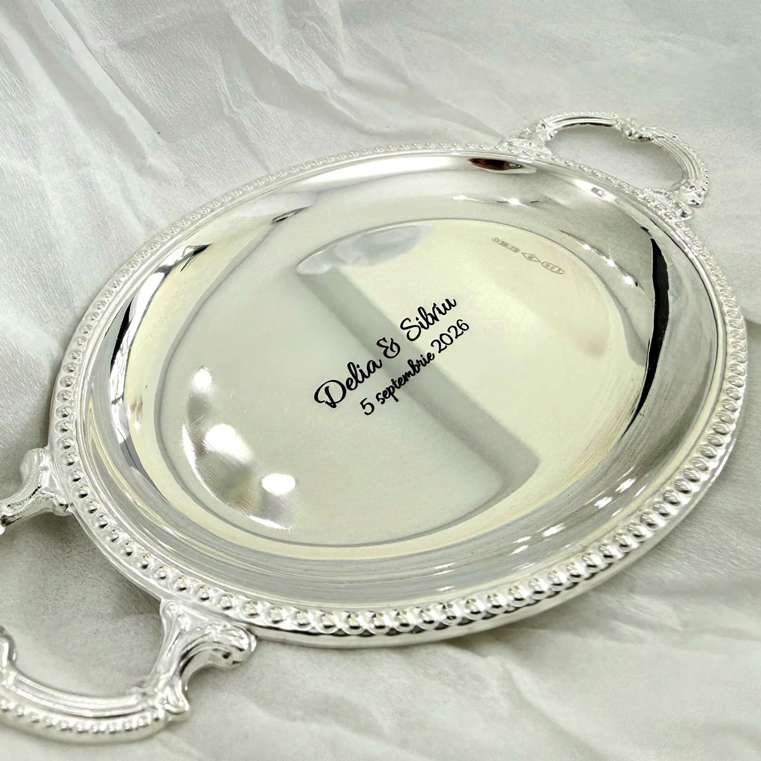 Tavita din argint masiv pentru verighete Impero