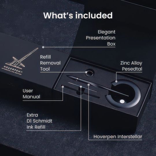 Hoverpen Interstellar Space Black placat cu Aur 18K