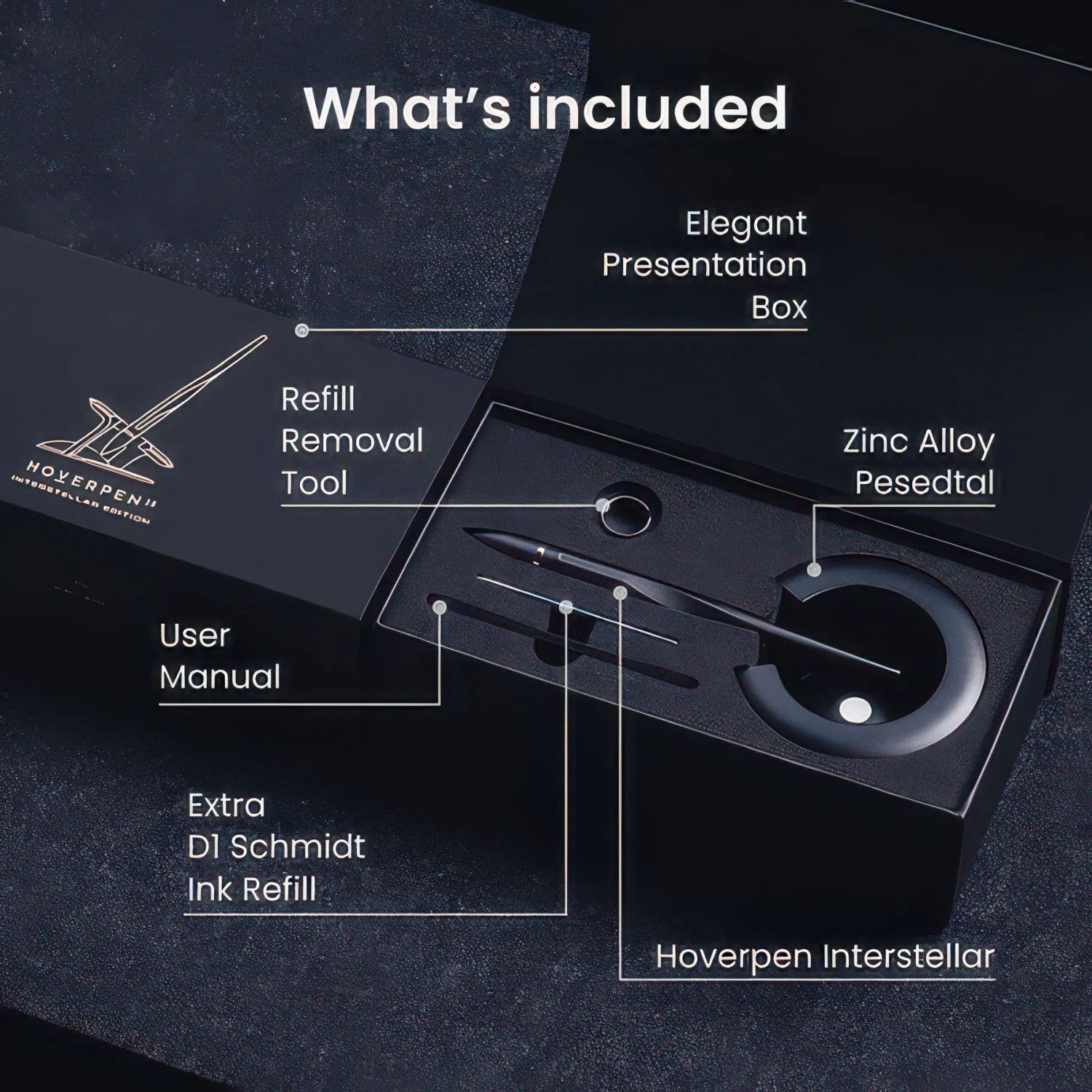 Hoverpen Interstellar Space Black placat cu Aur 18K