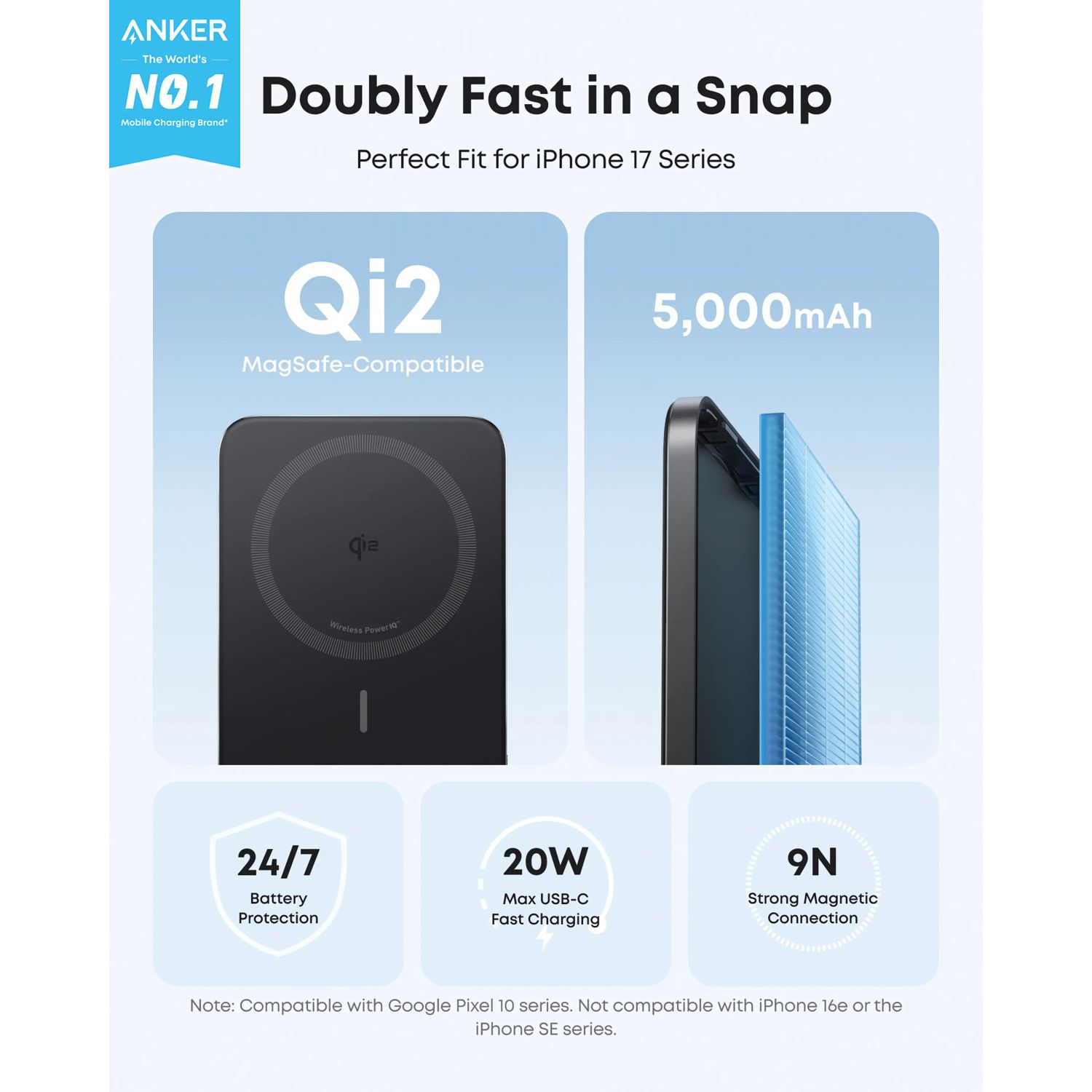 PowerBank wireless Anker Nano 5K 15W MagGo slim Qi 2.0