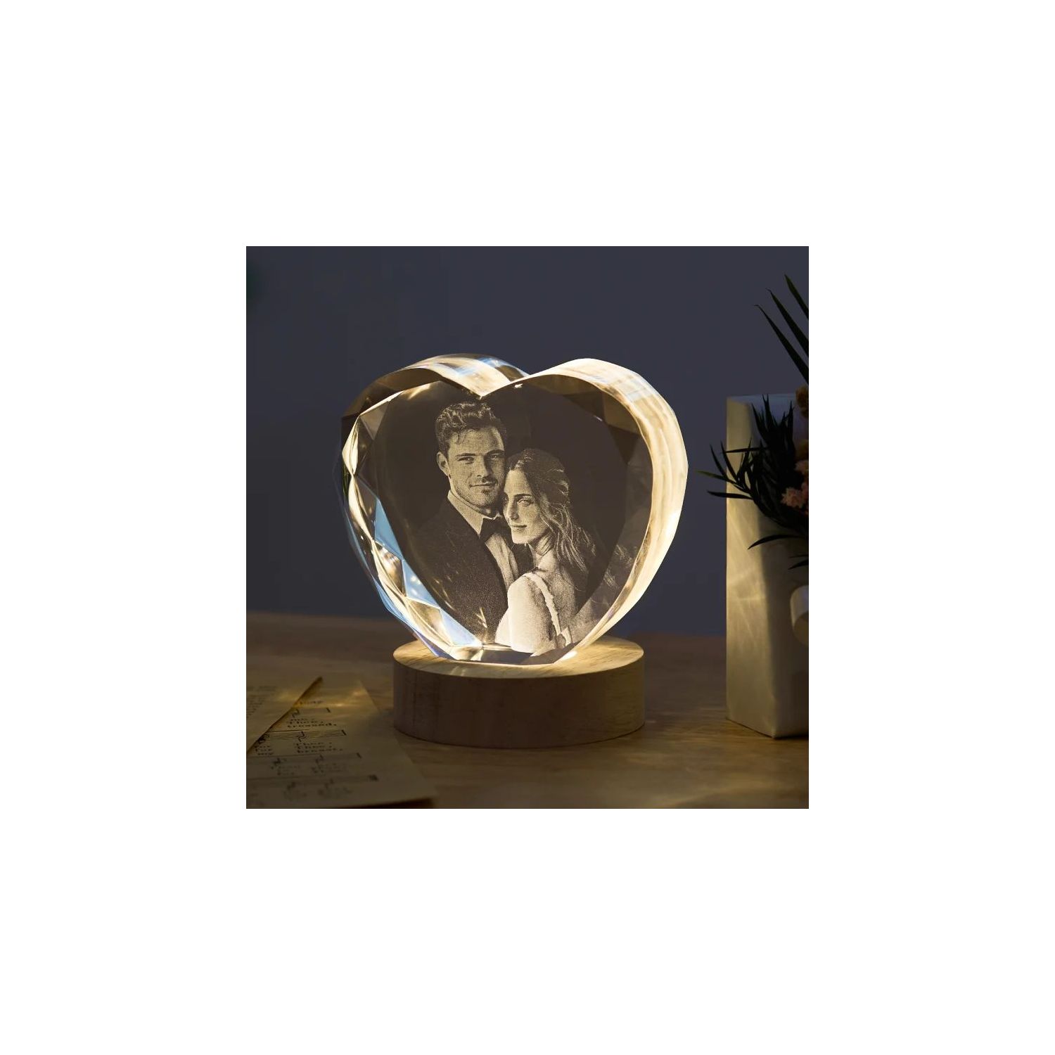 Inima din cristal personalizată