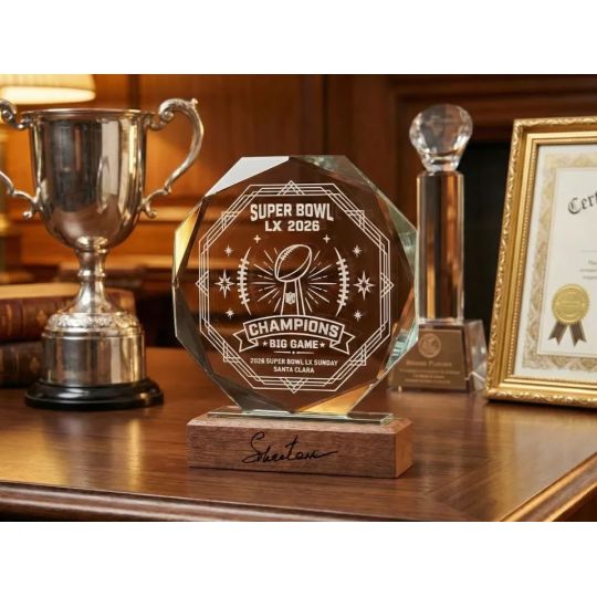 Trofeu din cristal Octogon personalizat