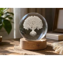 Glob din cristal personalizat, baza luminoasa