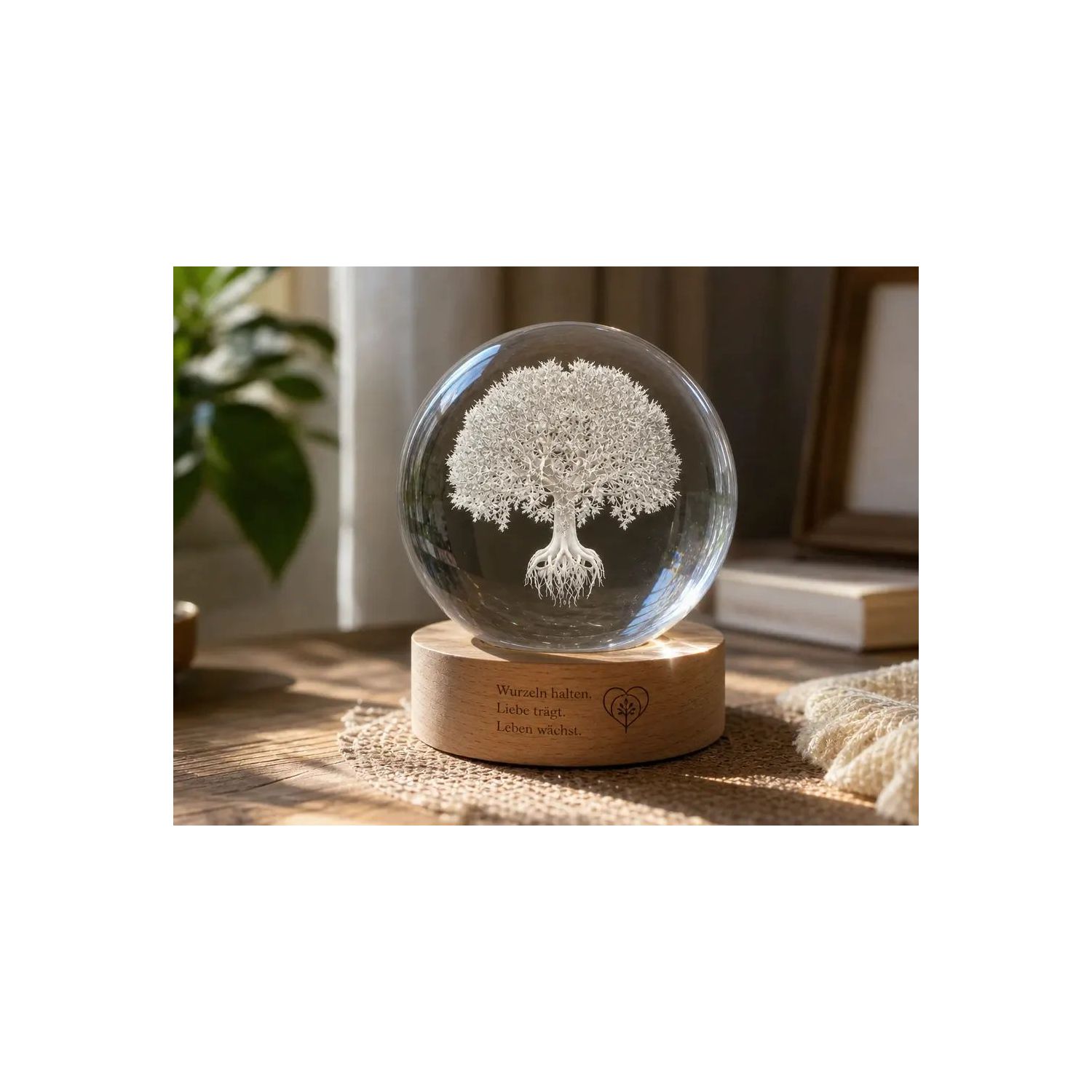 Glob din cristal personalizat, baza luminoasa