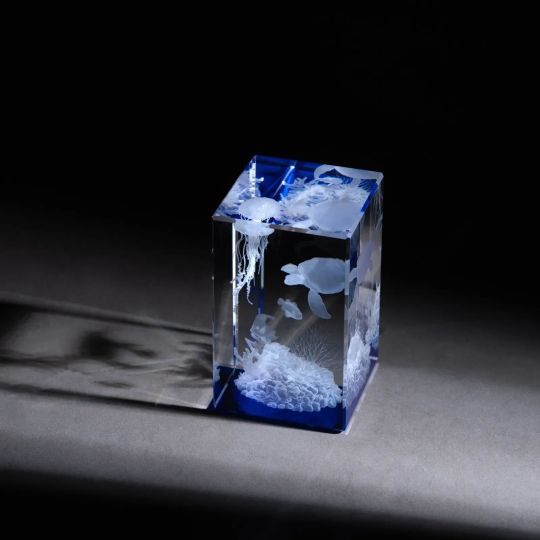 Bloc din cristal Blue 8 personalizat