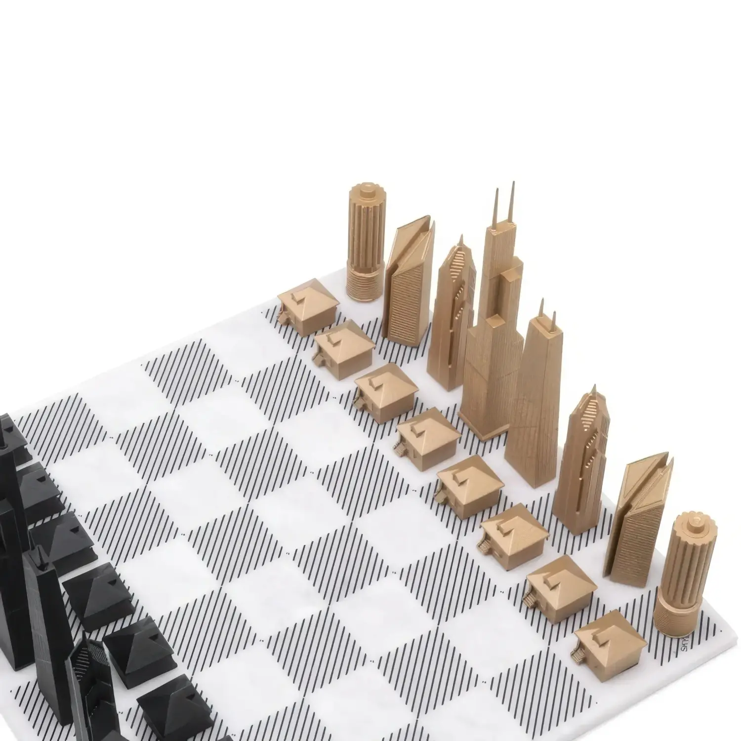 Joc de sah Skyline Chicago Luxury Bronze Marble