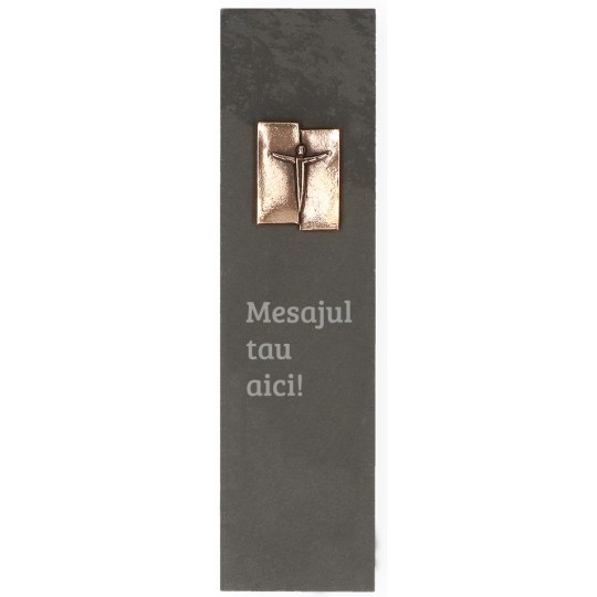 Placheta piatra "mesaj crestin" bronz masiv