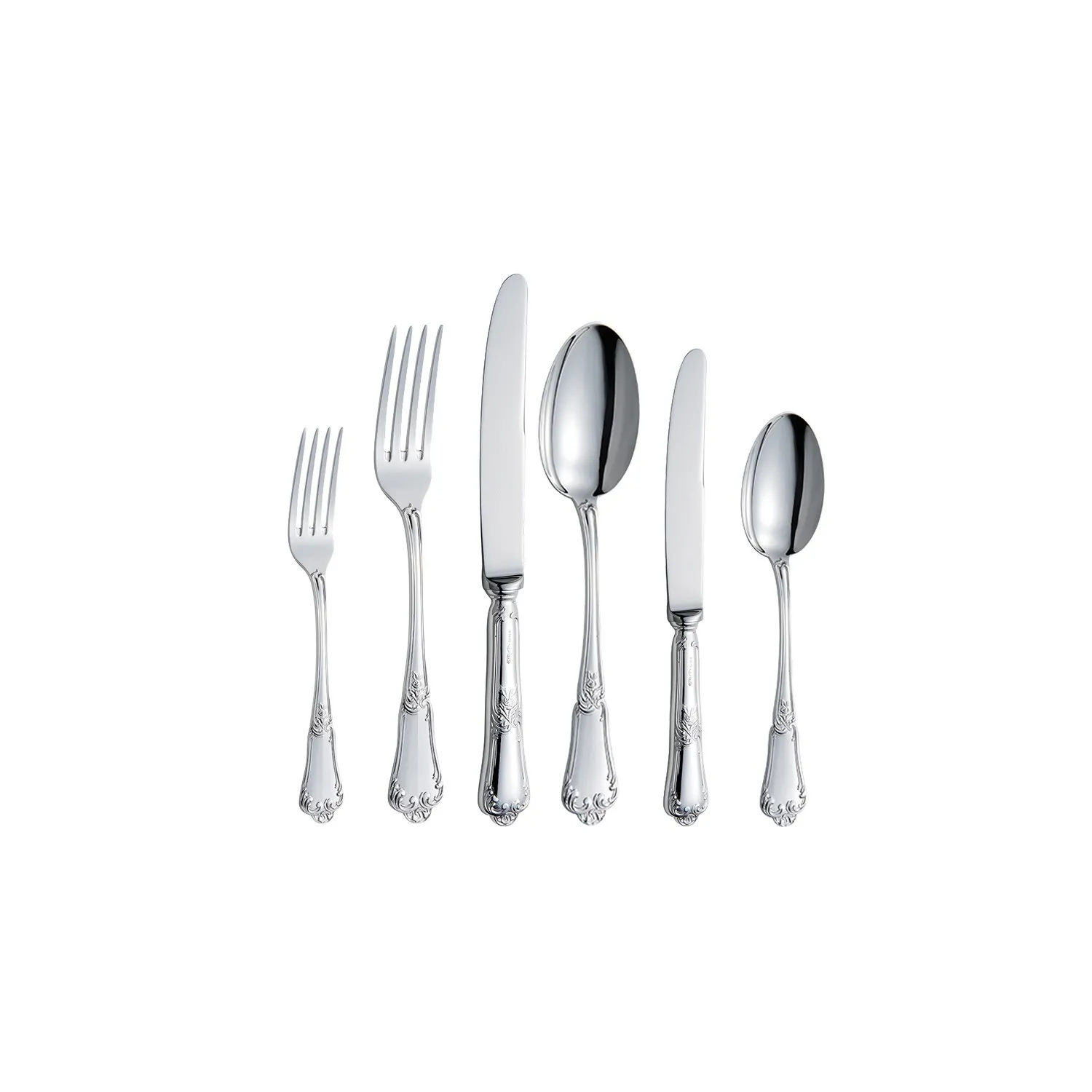 Set tacamuri argint masiv Floreale, 126 piese