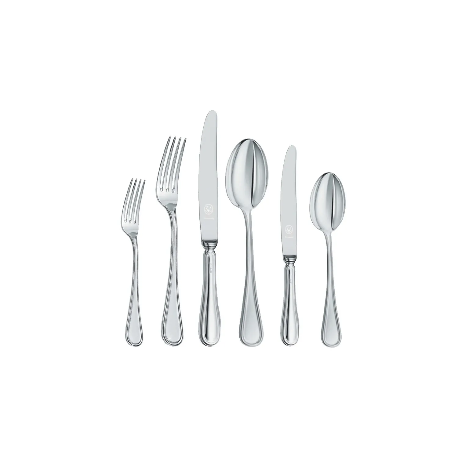 Set tacamuri argint masiv Inglese, 77 piese