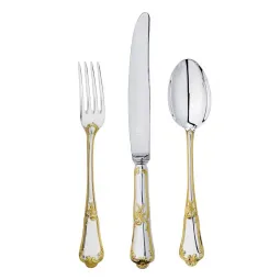 Set 3 tacamuri argint masiv Floreale placat cu aur