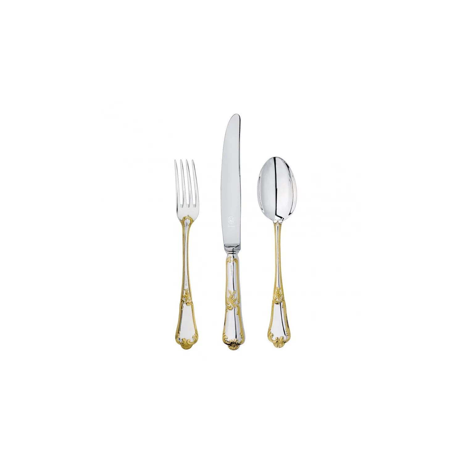 Set 3 tacamuri argint masiv Floreale placat cu aur