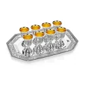 Set tava cu 8 pahare argint masiv Poppy placate cu aur