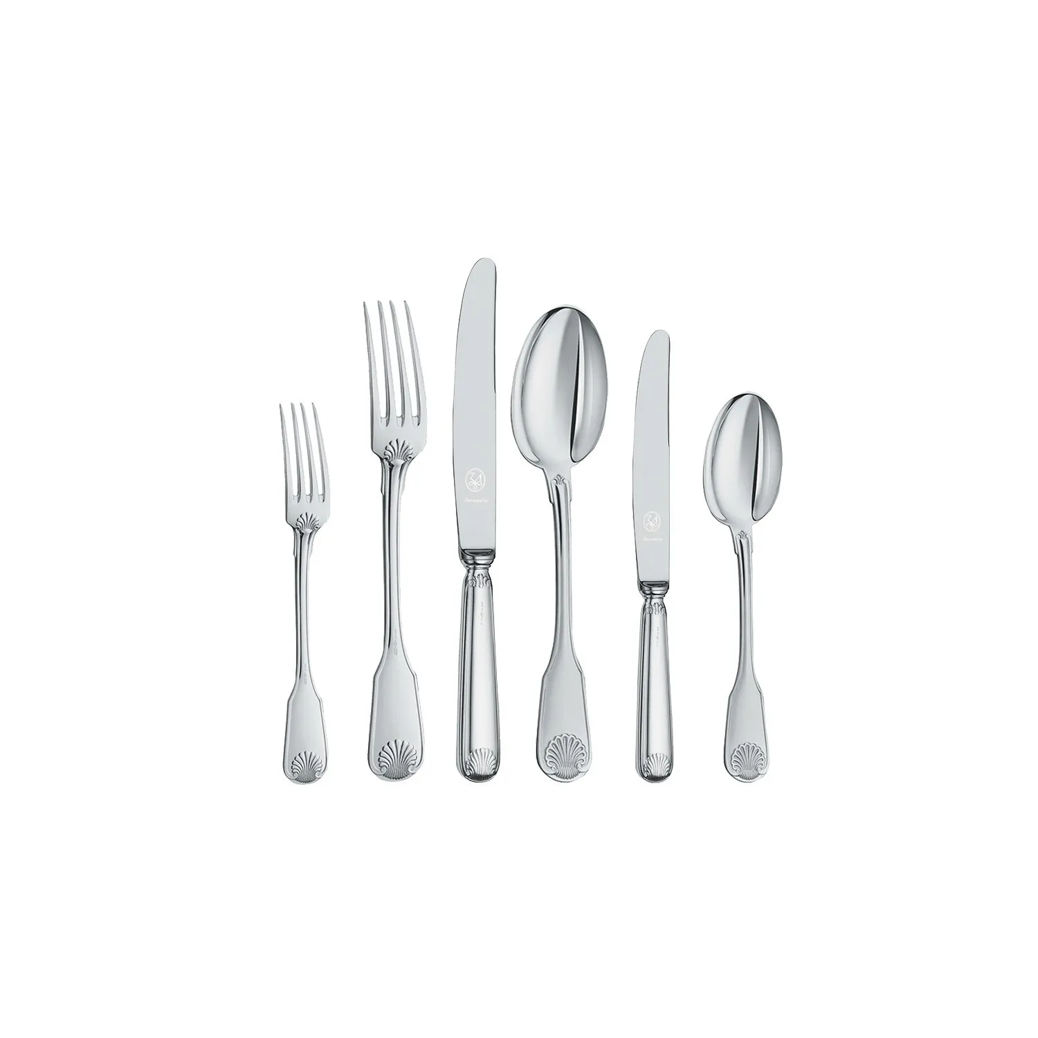 Set tacamuri argint masiv Conchiglia, 77 piese